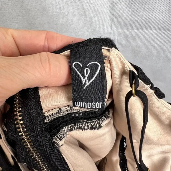 Windsor Spaghetti Strap Black Lace over Nude Mini Cocktail Dance Dress Sz SM - Picture 8 of 10